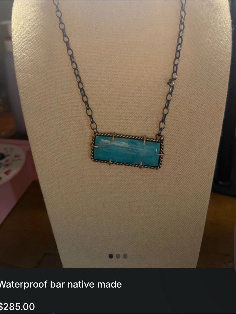 Turquoise Bar Pendant Necklace - Unbranded